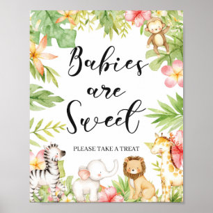Affiche Signe Tropical Jungle Animaux Bébés