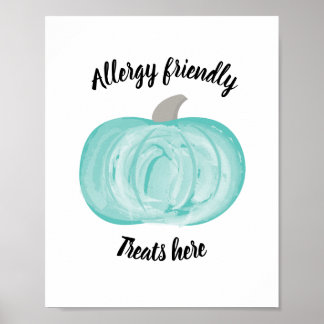 Affiche SIGNE turquoise Halloween Citrouille Symbole aller