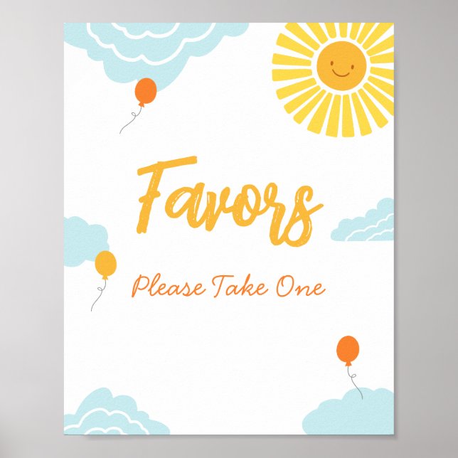 Affiche Signe Un Petit Rayon Baby shower Sunshine Faveurs (Devant)