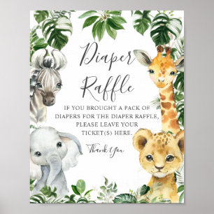 Affiche Signe vert Jungle Safari Animaux Refus de couches