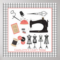 SIGNE vintage Crafty Sewing Room Personnalisé