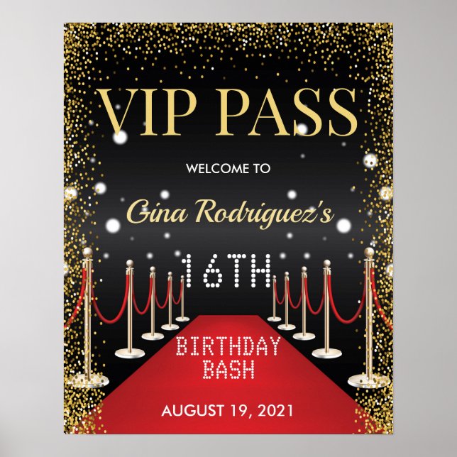 Affiche SIGNE VIP Pass Hollywood Red Carpet Anniversaire (Devant)
