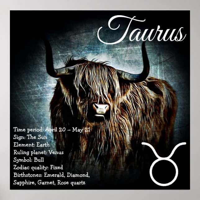 Affiche SIGNE Zodiaque Bull Symbole Taurus Astrologie Post (Devant)
