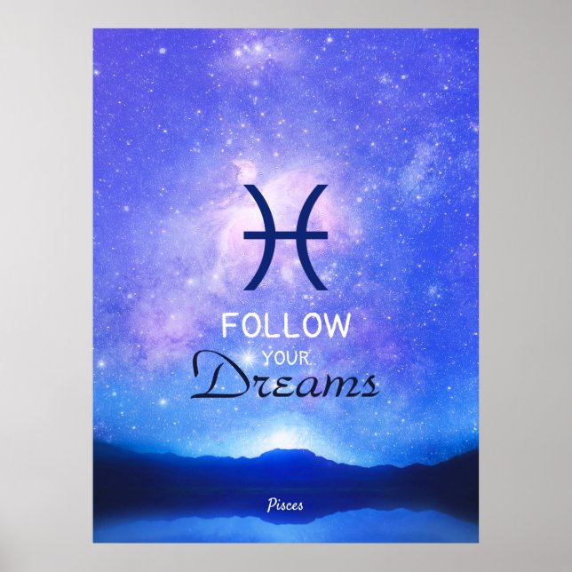 Affiche SIGNE Zodiaque Pisces Dreamstar Sky Citation Poste (Devant)