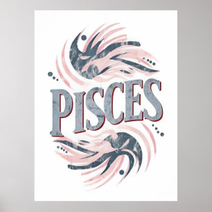 Affiche SIGNE Zodiaque vintage Pisces