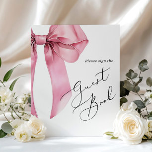 Affiche Signer la Fête des mariées de script Bow rose du l