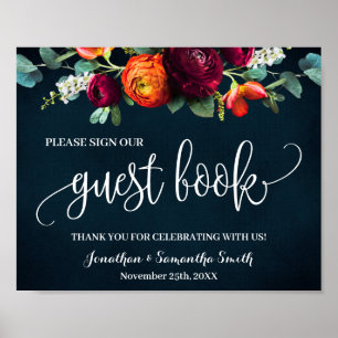 Affiche Signer notre livre d'hôtes Mariage Vin Marine