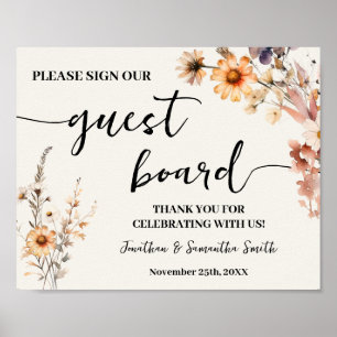 Affiche Signer notre Mariage de pension d'hôtes Fleurs sau