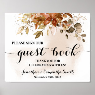 Affiche Signer notre Mariage de réservation Automne Douche