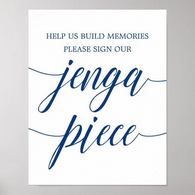 Affiche Signer notre Mariage Jenga Signer Marine Blue Call (Devant)
