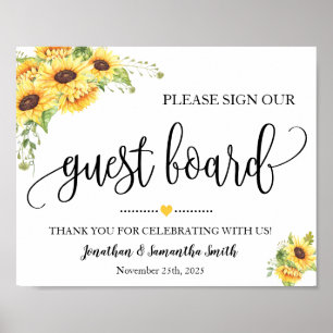 Affiche Signer notre panneau de tournesol wedding shower d