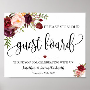 Affiche Signer notre wedding shower de pension marsala flo