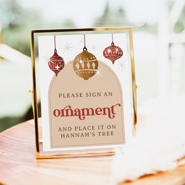 Affiche Signer un ornement rétro Bauble nuptiale de Noël (Créateur téléchargé)