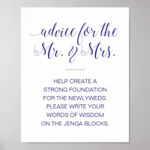 Affiche Signer un panneau Mariage bleu marine élégant à Je