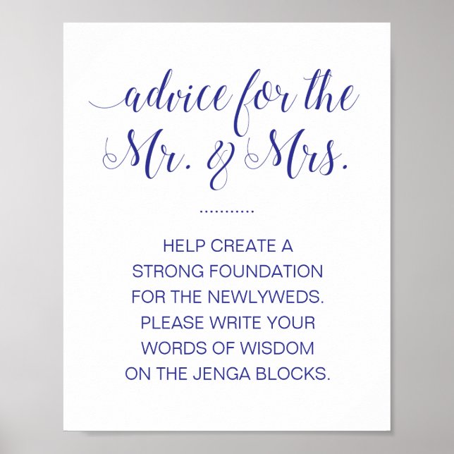 Affiche Signer un panneau Mariage bleu marine élégant à Je (Devant)