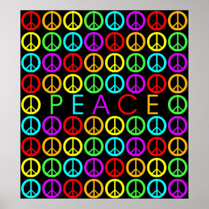 Affiche Signes colorés de la PAIX w/peace