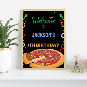 Affiche Signes complets de fête de pizza