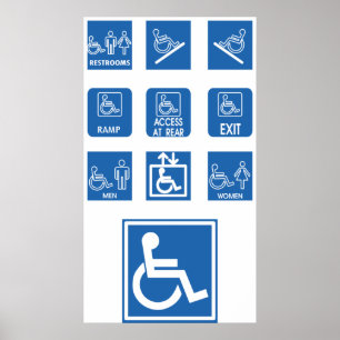 Affiche Signes d'accessibilité pour fauteuil roulant