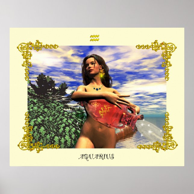 AFFICHE SIGNES D'ANNIVERSAIRE ZODIAC / AQUARIUS (Devant)