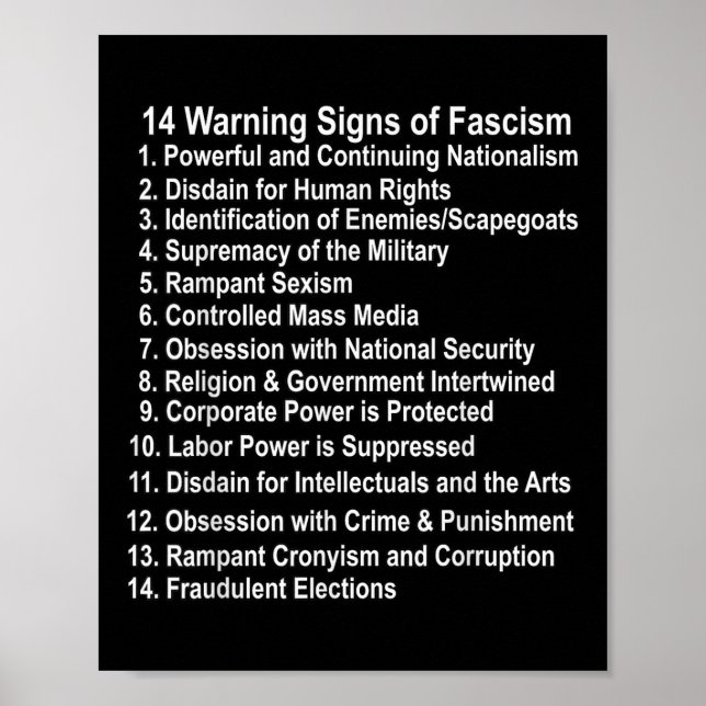 Affiche Signes D'Avertissement Du Fascisme Anti-Trump Rési (Devant)