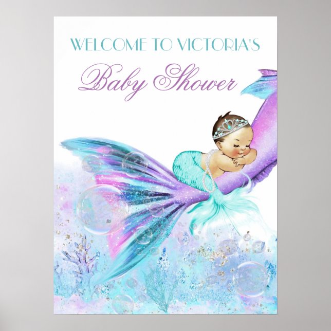 Affiche Signes de Baby shower de la queue de sirène (Devant)