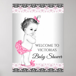 Affiche Signes de Baby shower vintage pour fille