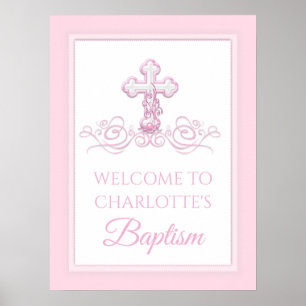 Affiche Signes de baptême de fille, de baptême, de premièr