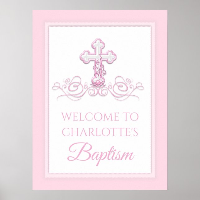 Affiche Signes de baptême de fille, de baptême, de premièr (Devant)