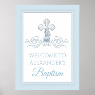 Affiche Signes de baptême de garçon, de baptême et de prem