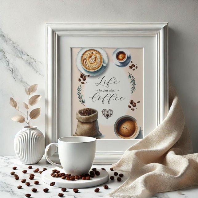 Affiche Signes de barre de café (Coffee bar sign for kitchen by Victoria Grigaliunas at Do Tell A Belle)