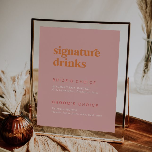 Affiche Signet boisson rose et orange rétro été (Créateur téléchargé)