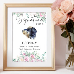 Affiche Signet de boisson Dachshund Mariage à poils durs