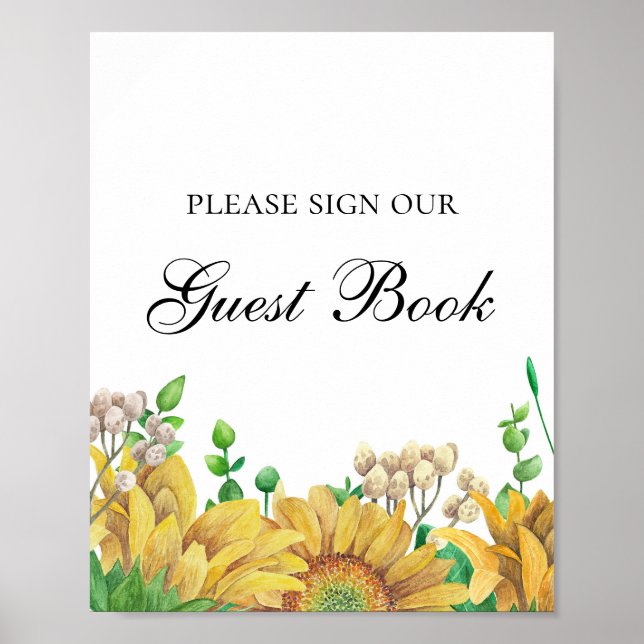 Affiche Signez notre livre d'or. Rustic Flowers. Fleurs de (Devant)
