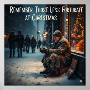 AFFICHE SIGNIFICATION DE NOËL IMAGE PENSEZ AUX PAUVRES