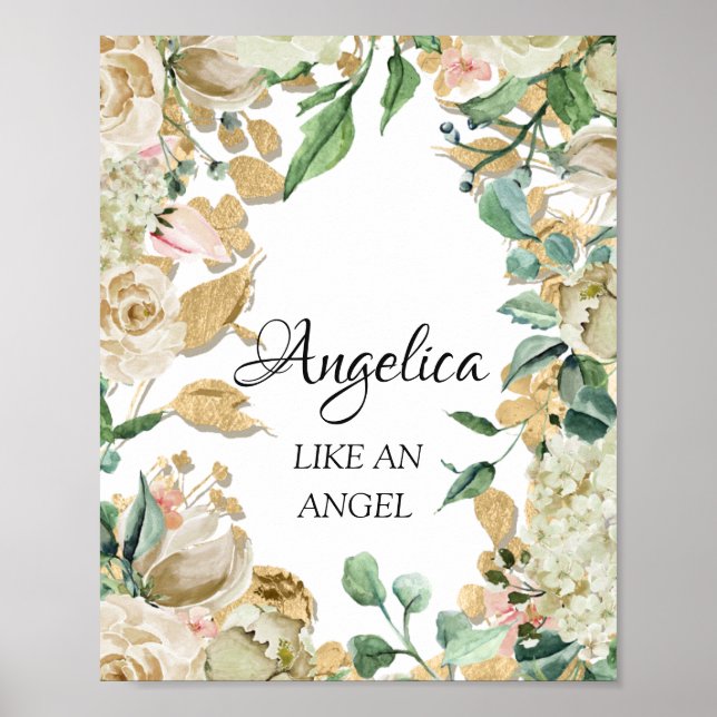 Affiche Signification du nom Angelica Fleurs Mariage Anniv (Devant)