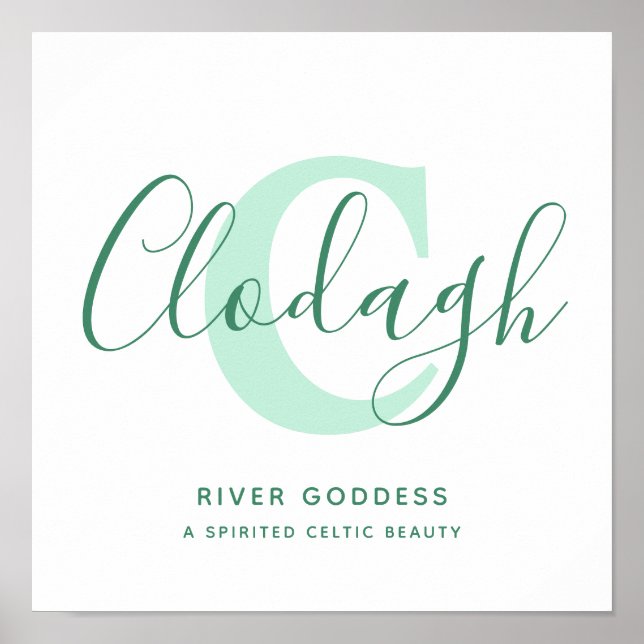 Affiche signification du nom Clodagh nuances de vert texte (Devant)
