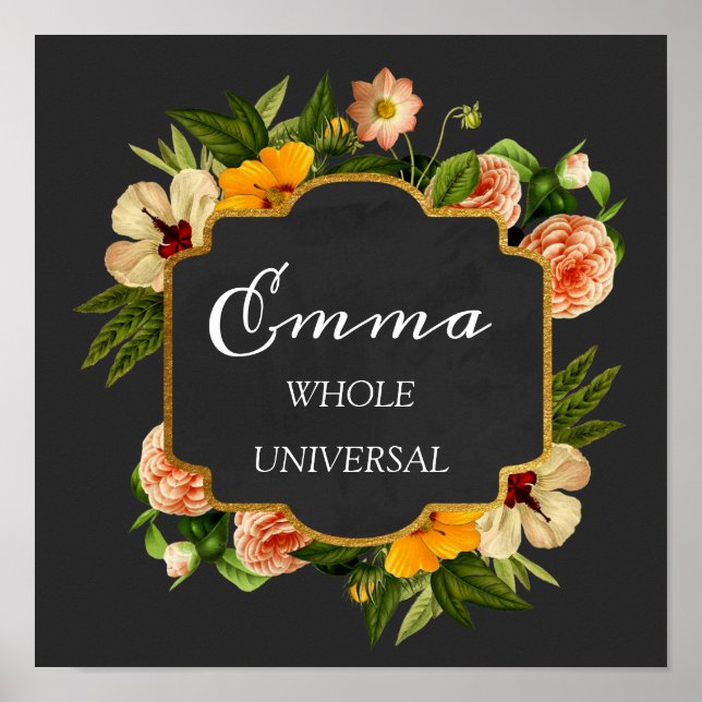 Affiche Signification du nom Emma Roses Royales Cadeau Cad (Devant)