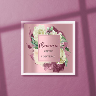 Affiche Signification du nom Emma Roses royales rose menth
