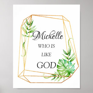 Affiche Signification du nom Michelle Florales Cadre Tropi