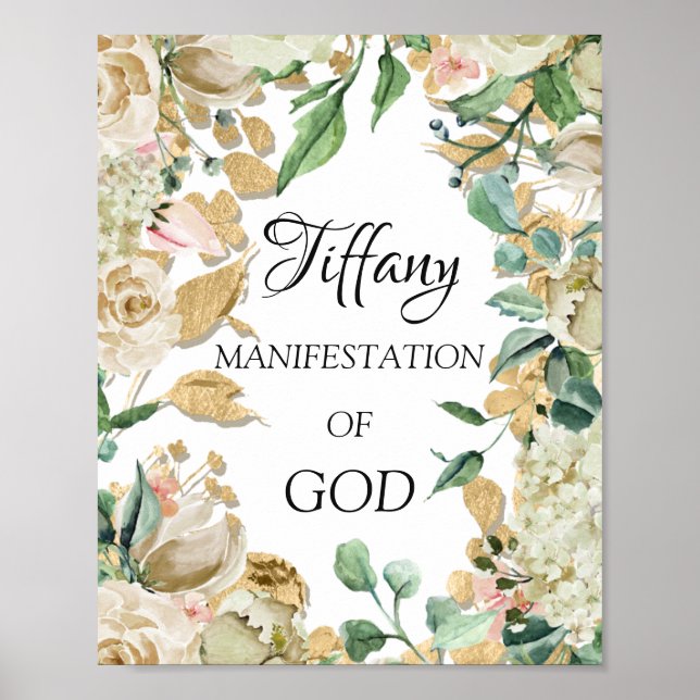 Affiche Signification du nom Tiffany Floral Mariage Annive (Devant)