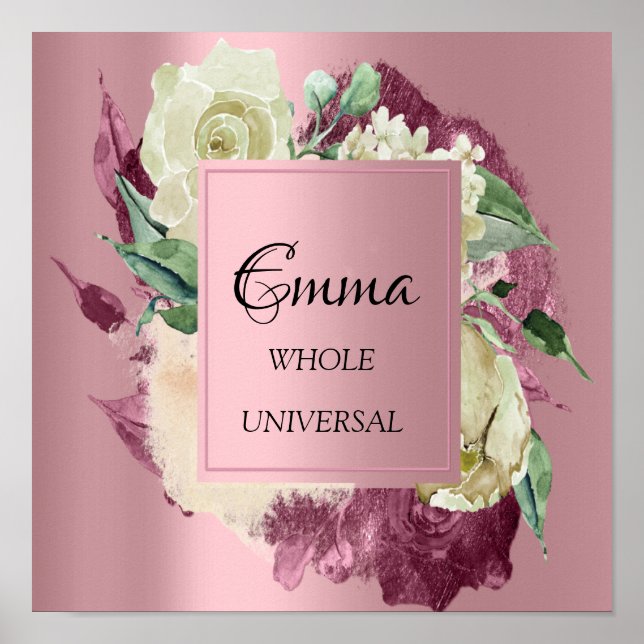 Affiche Signification du prénom Emma Roses de Marsala Fête (Devant)
