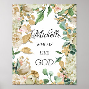Affiche Signification du prénom Michelle Fleurs Mariage An