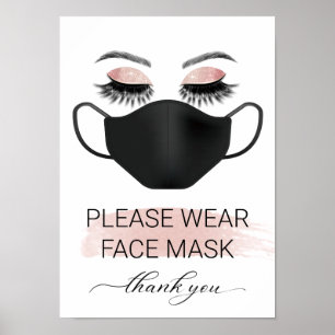 Affiche S'il vous plaît porter Masque Visage Beauté Salon 