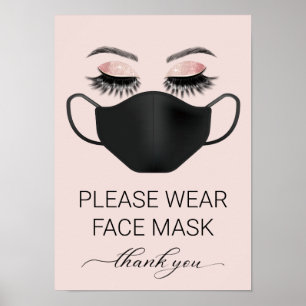 Affiche S'il vous plaît porter Masque Visage Beauté Salon