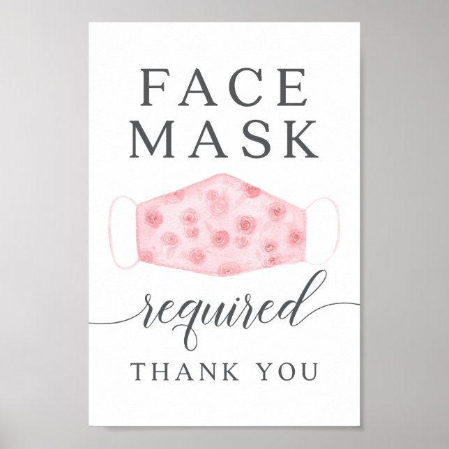 Affiche S'Il Vous Plaît Porter Un Masque Signe Rose Masque (Devant)