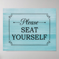 S'Il Vous Plaît S'Asseoir Bleu Aquarelle Cute Sall