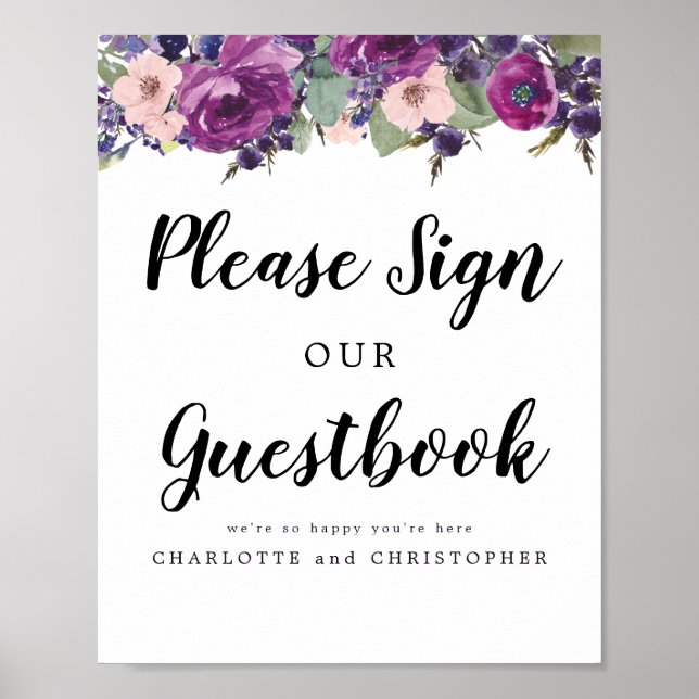 Affiche S'il vous plaît signer notre Mariage Guestbook 8x1 (Devant)