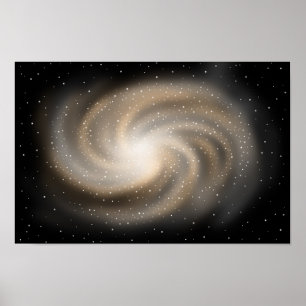 Affiche Silence infini. Galaxie dorée debout dans l'espace