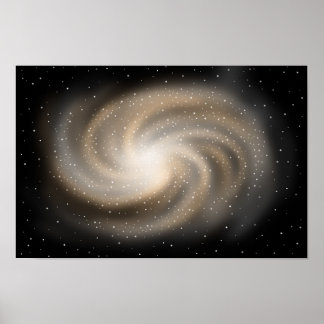 Affiche Silence infini. Galaxie dorée debout dans l'espace