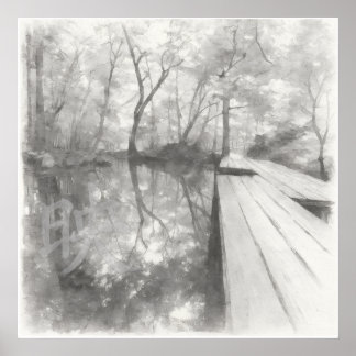 Affiche Silent Passage — 映 (Reflection) | Ink Painting Art